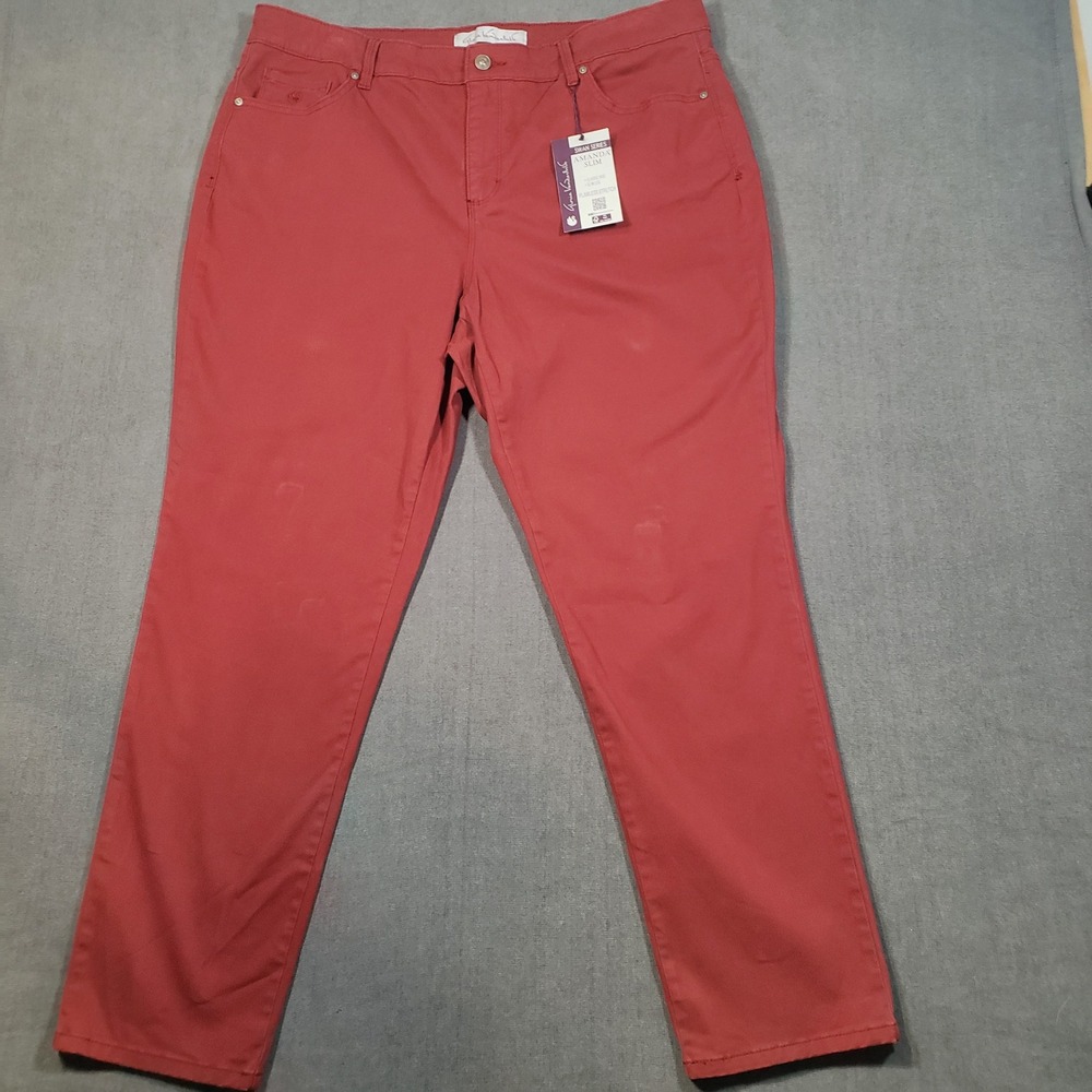 Gloria Vanderbilt Amanda Slim Pants Womens 16W Red‎ Swan Series Flawless Stretch